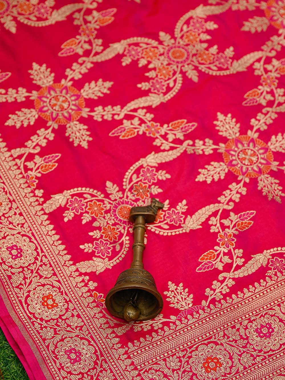 Magenta Silk Handloom Banarasi Lehenga - Sacred Weaves