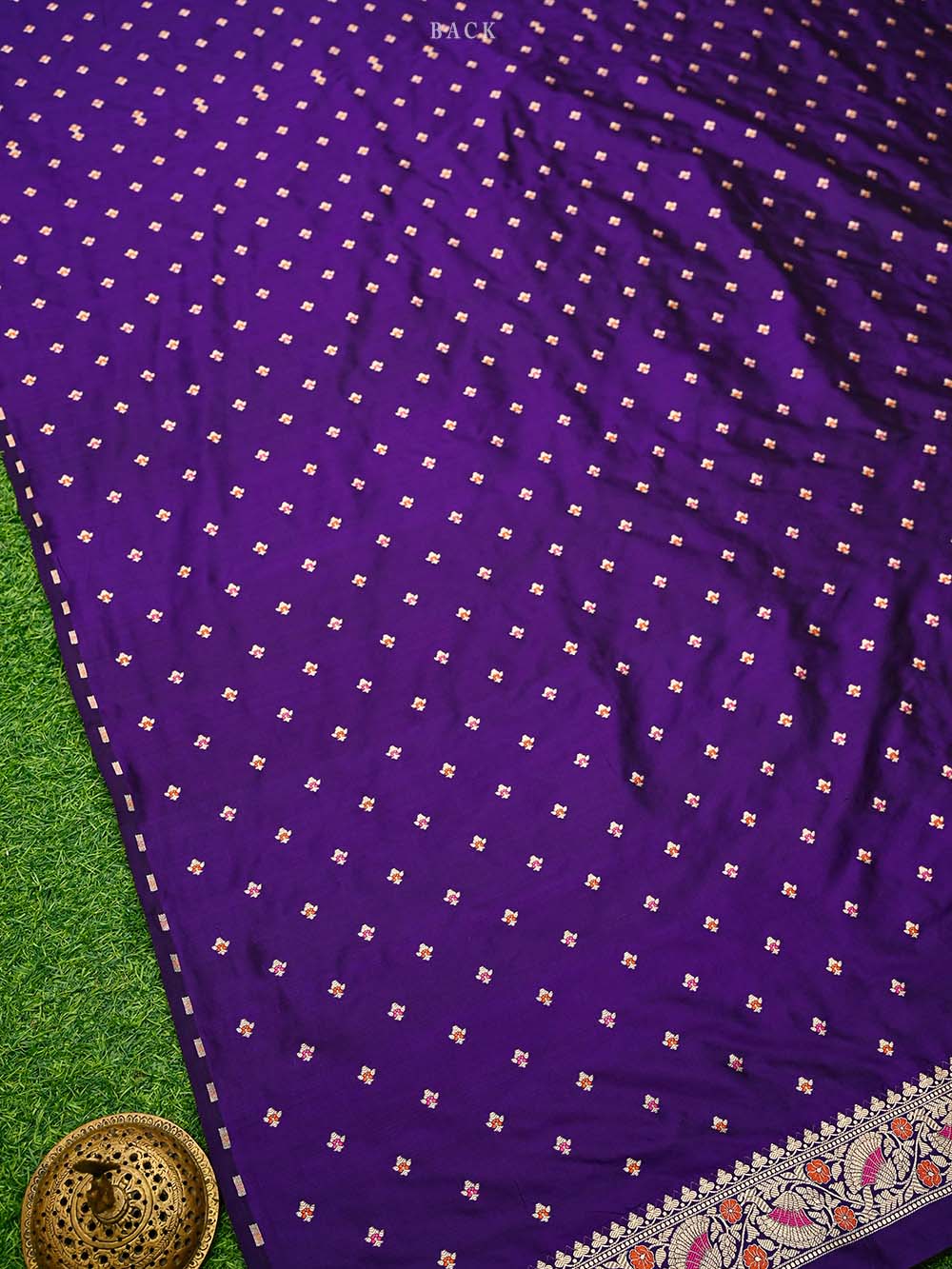 Purple Booti Katan Silk Handloom Banarasi Suit - Sacred Weaves