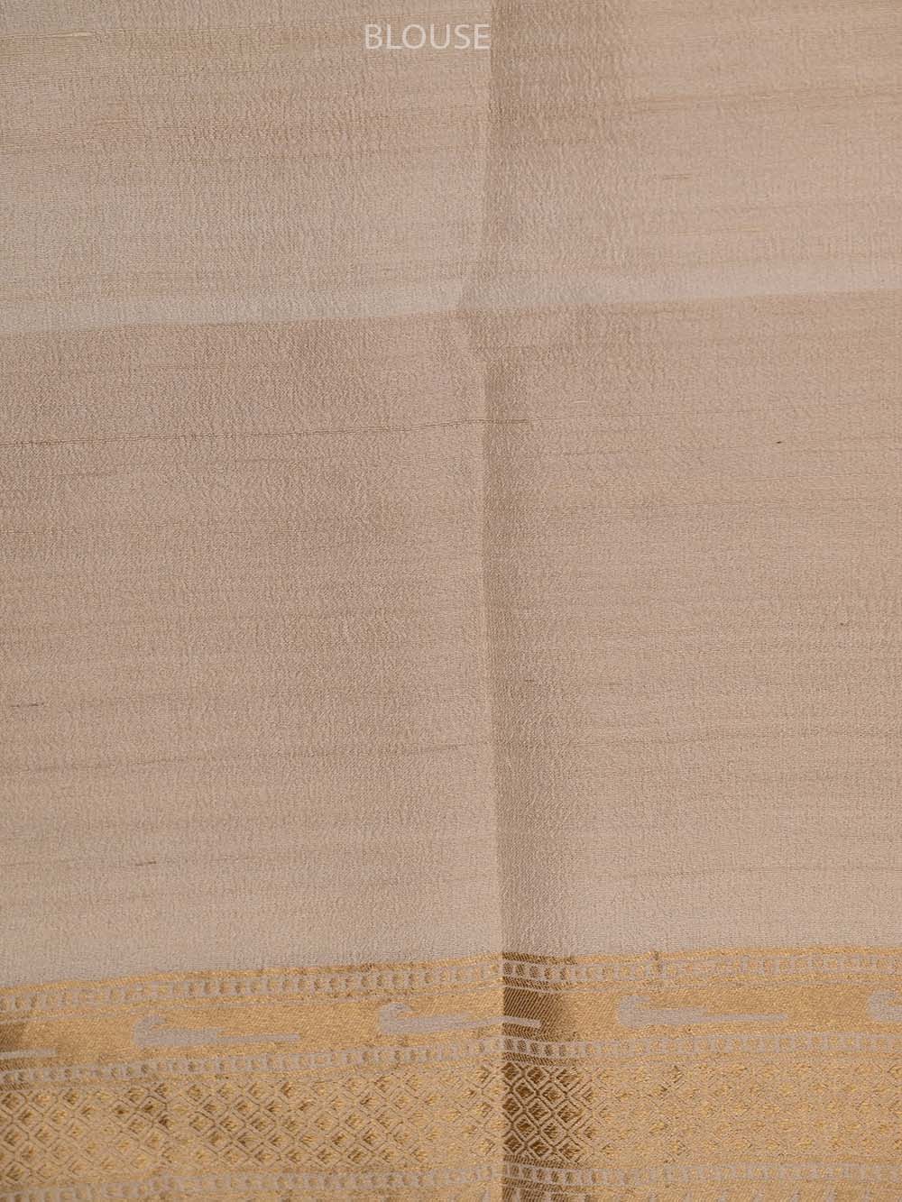Beige Meenakari Tussar Georgette Handloom Banarasi Saree - Sacred Weaves