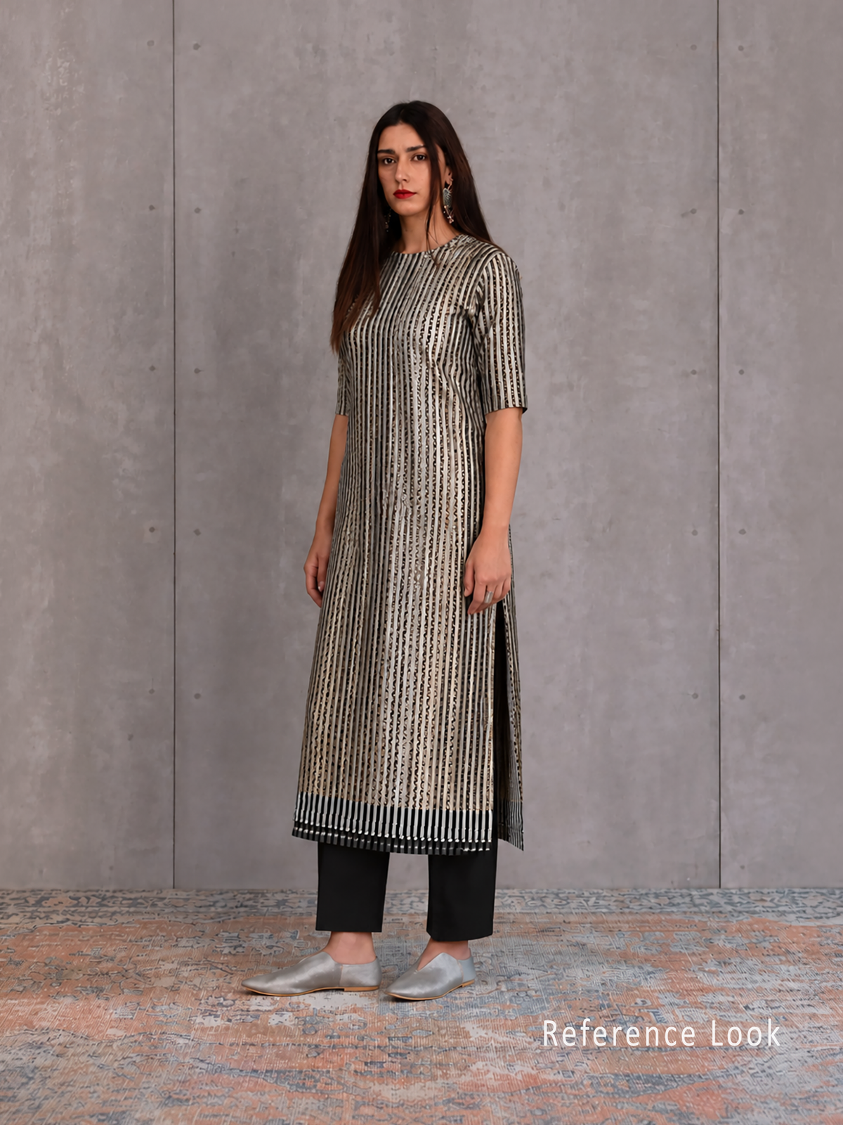 Grey Black Satin Brocade Silk Handloom Banarasi Suit - Sacred Weaves