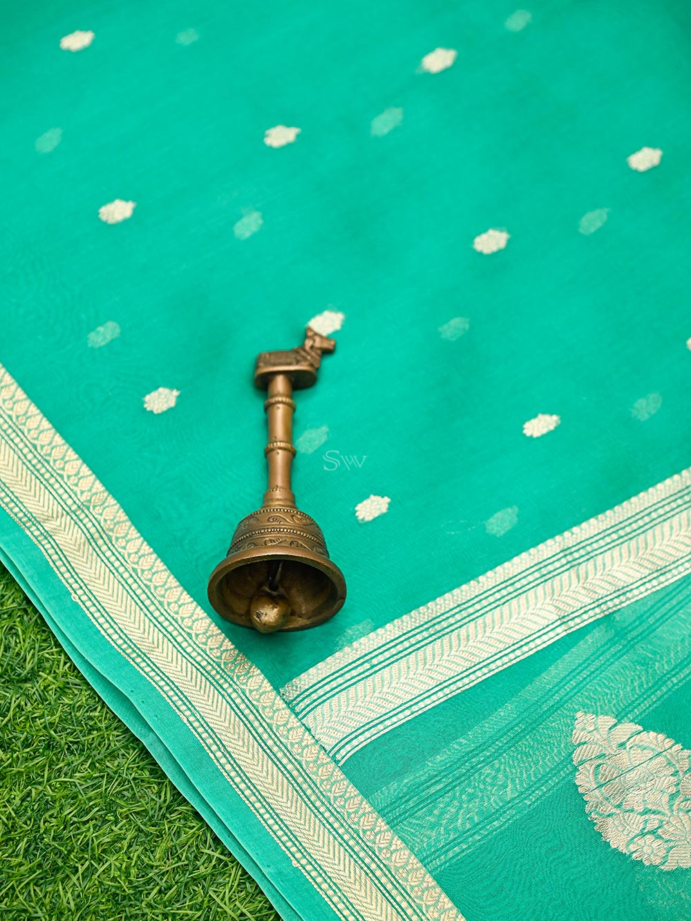 Bottle Green Organza Silk Handloom Banarasi Suit