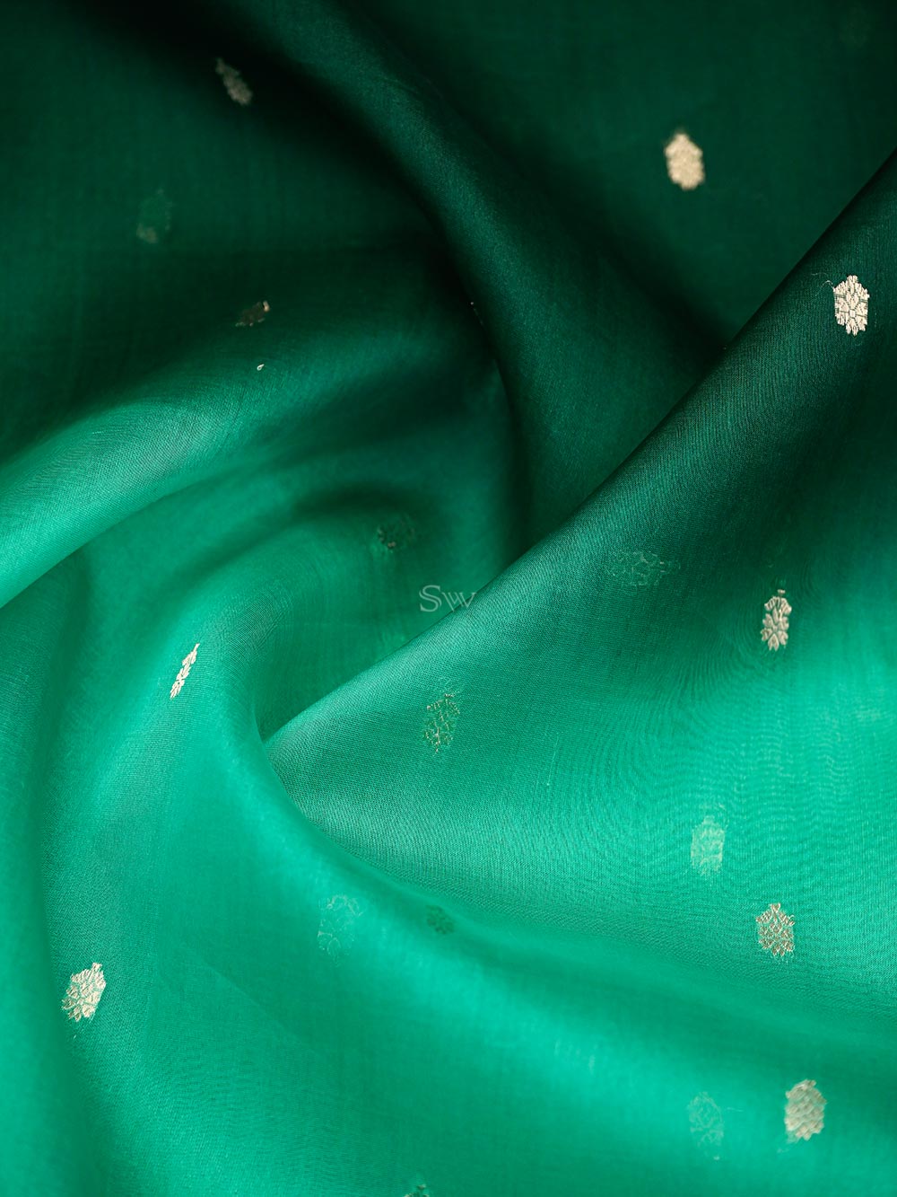 Bottle Green Organza Silk Handloom Banarasi Suit