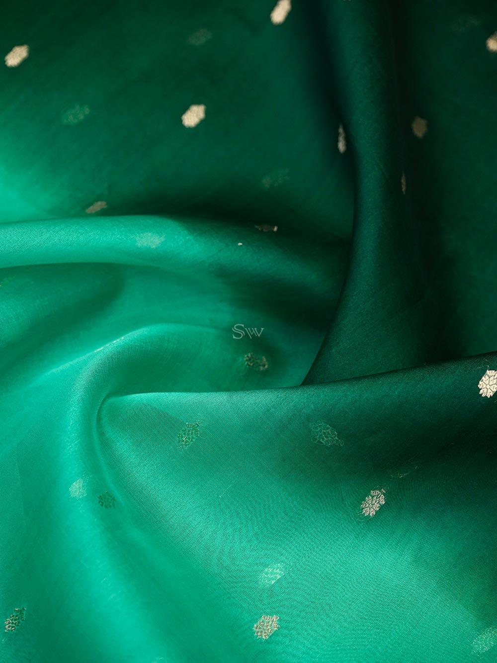 Bottle Green Organza Silk Handloom Banarasi Suit