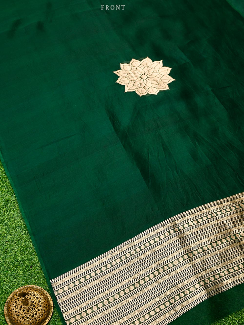 Bottle Green Organza Silk Handloom Banarasi Suit