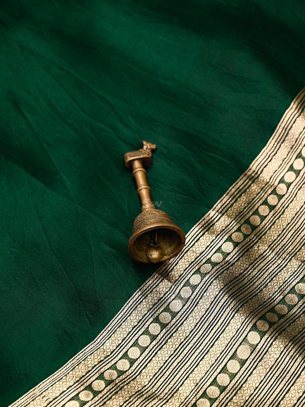 Bottle Green Organza Silk Handloom Banarasi Suit