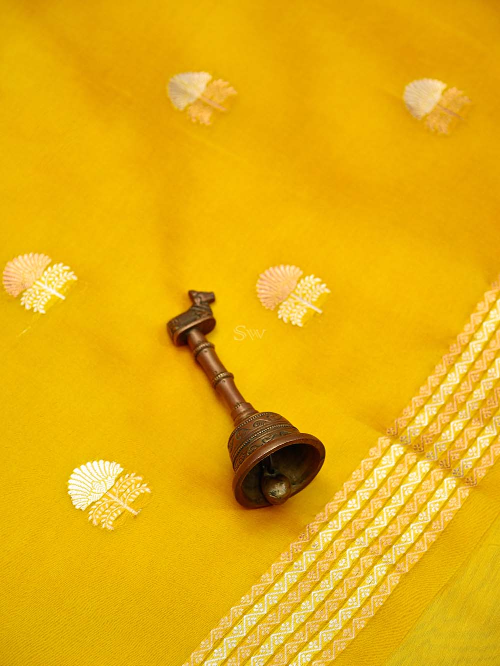 Yellow Booti Organza Silk Handloom Banarasi Suit - Sacred Weaves