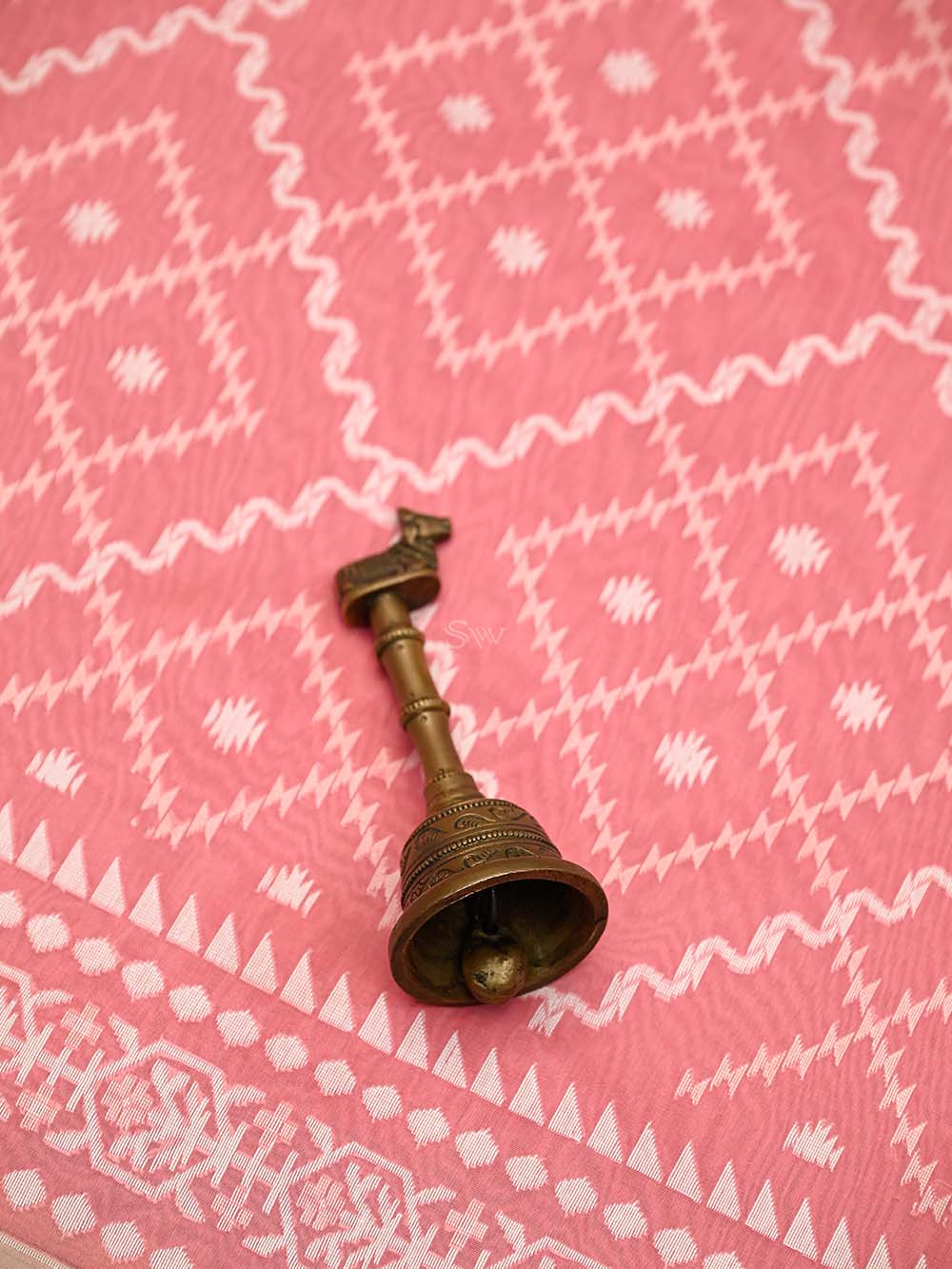 Coral Pink Jaal Cotton Silk Handloom Banarasi Suit - Sacred Weaves