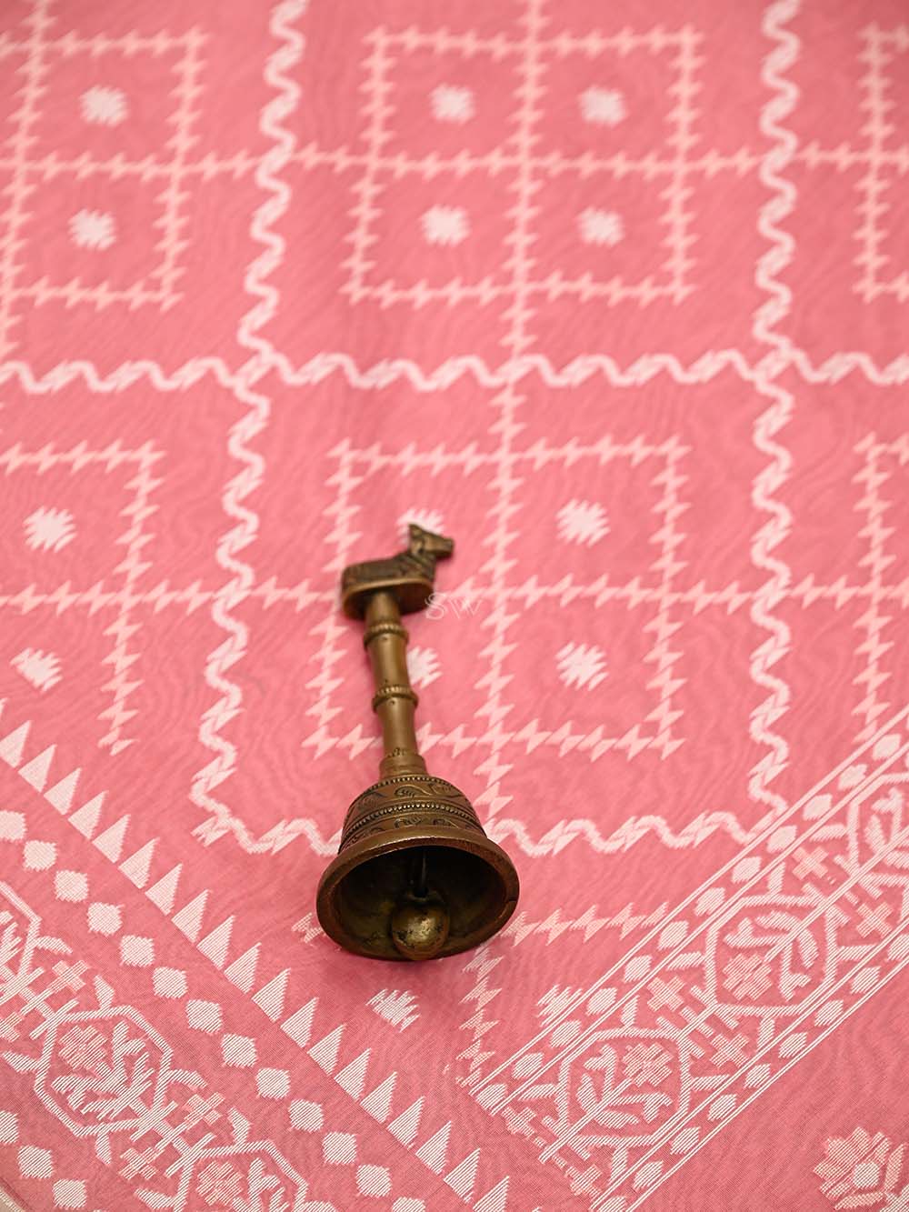 Coral Pink Jaal Cotton Silk Handloom Banarasi Suit - Sacred Weaves