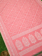 Coral Pink Jaal Cotton Silk Handloom Banarasi Suit - Sacred Weaves