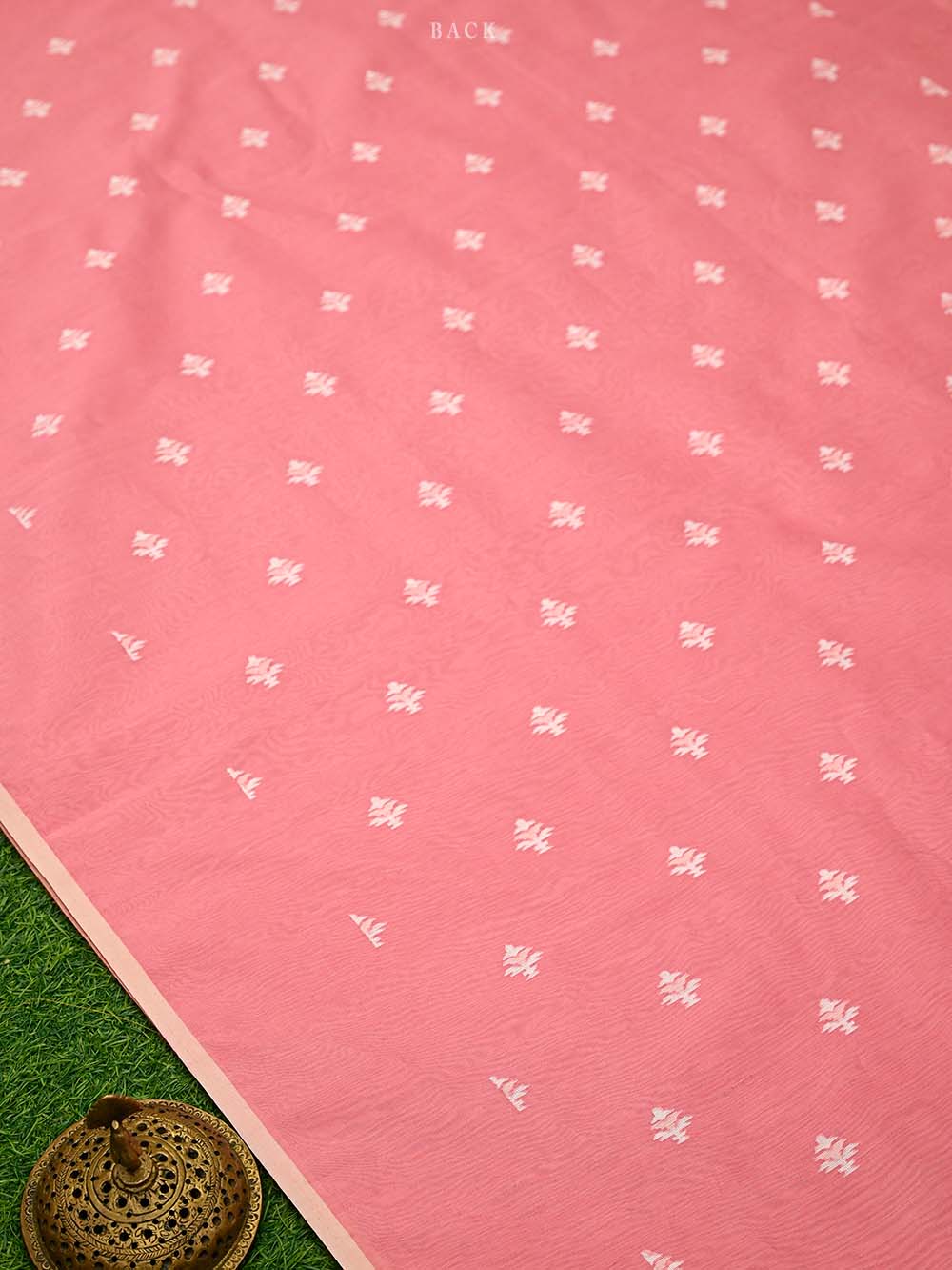 Coral Pink Jaal Cotton Silk Handloom Banarasi Suit - Sacred Weaves