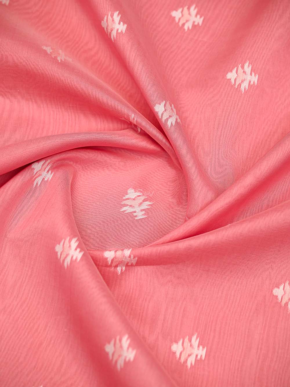 Coral Pink Jaal Cotton Silk Handloom Banarasi Suit - Sacred Weaves