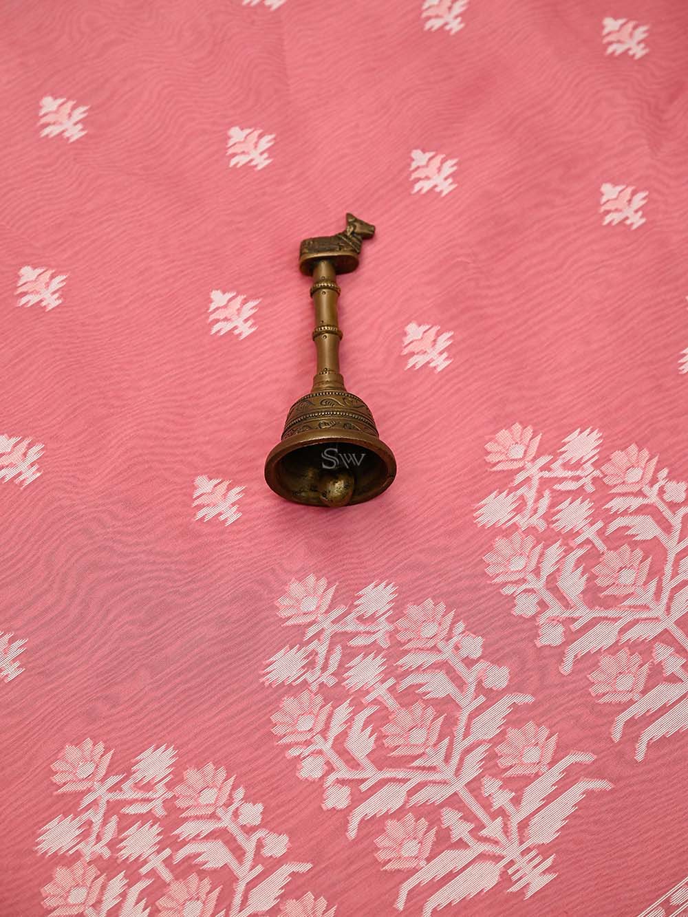 Coral Pink Jaal Cotton Silk Handloom Banarasi Suit - Sacred Weaves