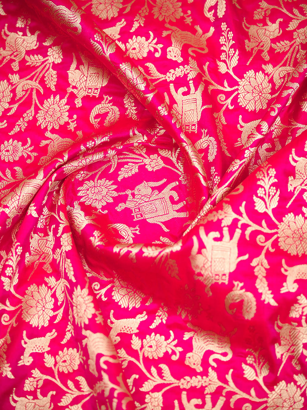 Pink Orange Booti Katan Silk Handloom Banarasi Suit - Sacred Weaves