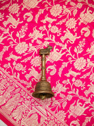 Pink Orange Booti Katan Silk Handloom Banarasi Suit - Sacred Weaves