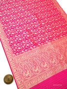 Pink Orange Booti Katan Silk Handloom Banarasi Suit - Sacred Weaves