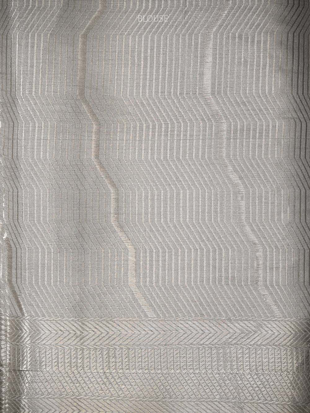 Grey Tissue Brocade Handloom Banarasi Saree - Sacred Weaves