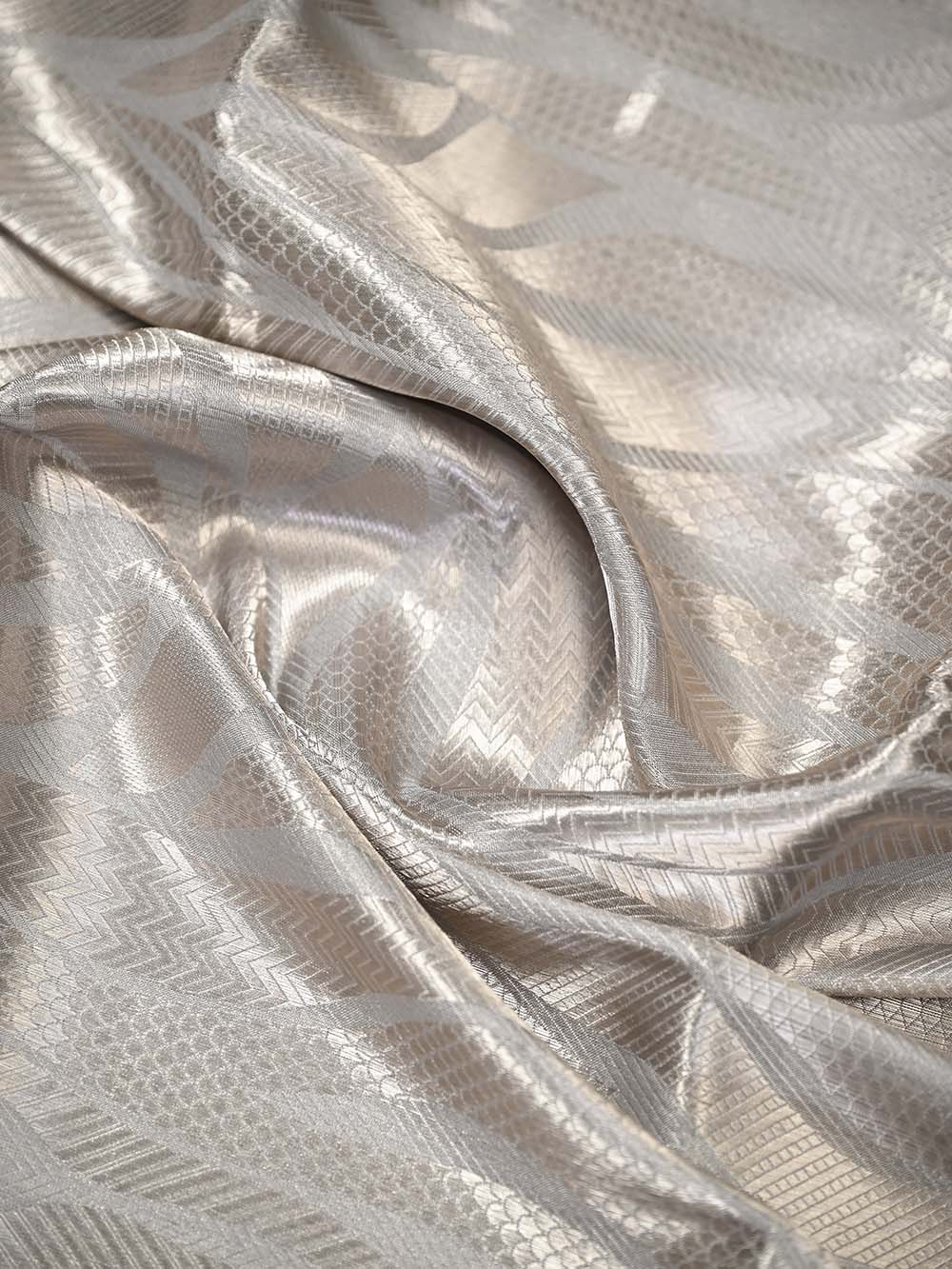 Grey Tissue Brocade Handloom Banarasi Saree - Sacred Weaves