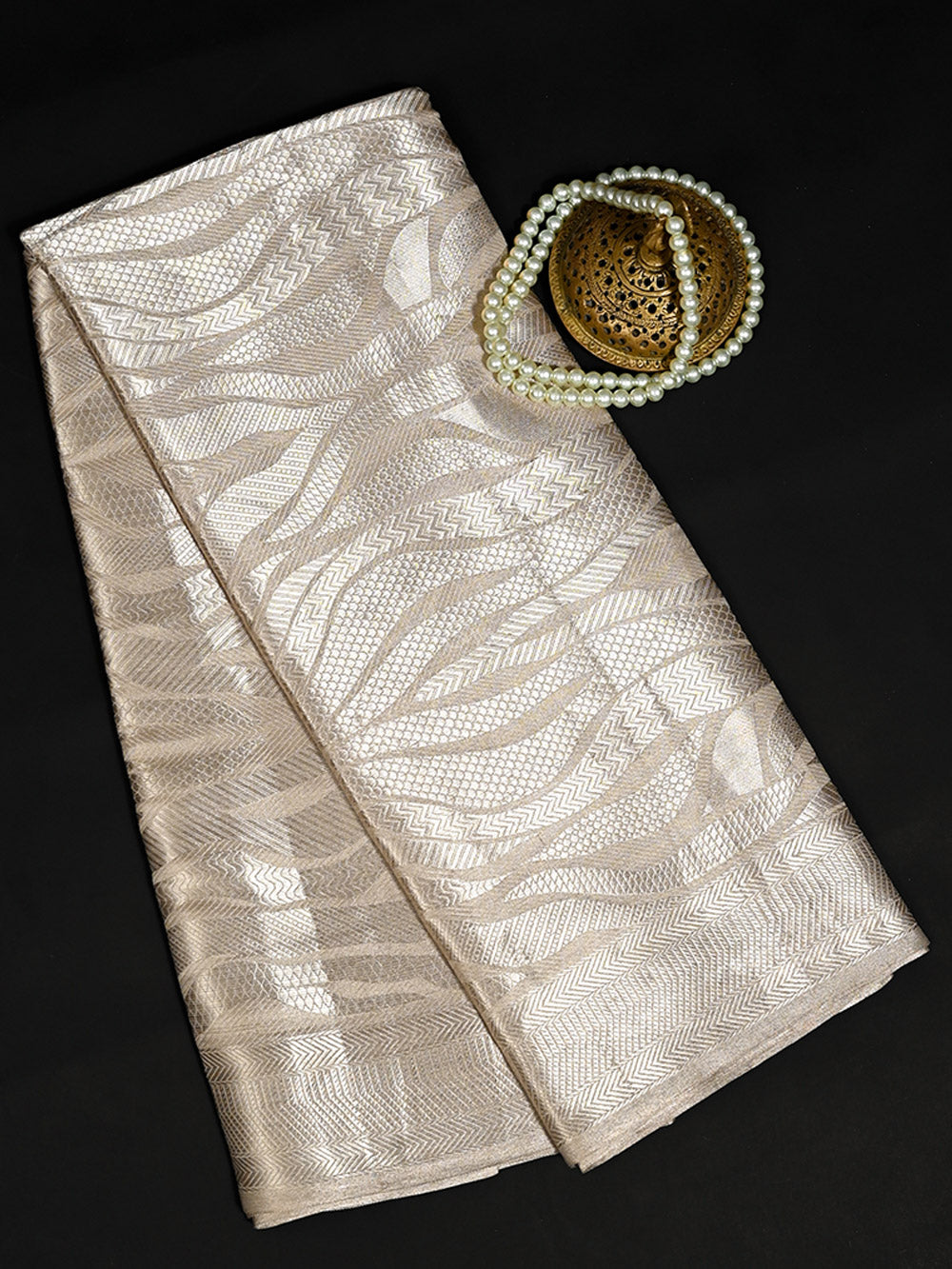 Dark Beige Tissue Brocade Handloom Banarasi Saree - Sacred Weaves