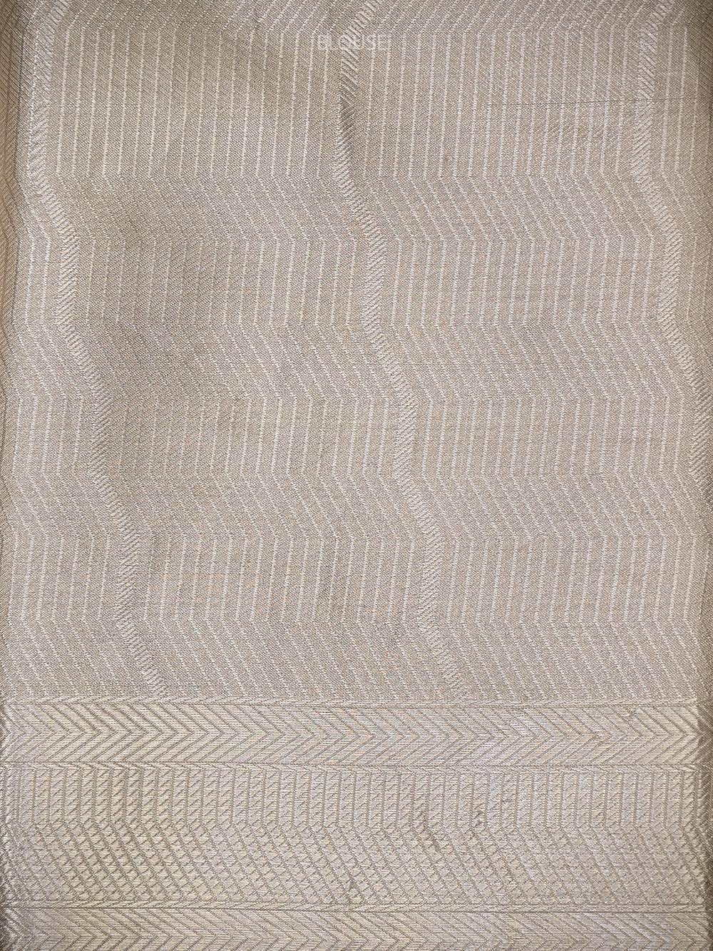 Dark Beige Tissue Brocade Handloom Banarasi Saree - Sacred Weaves