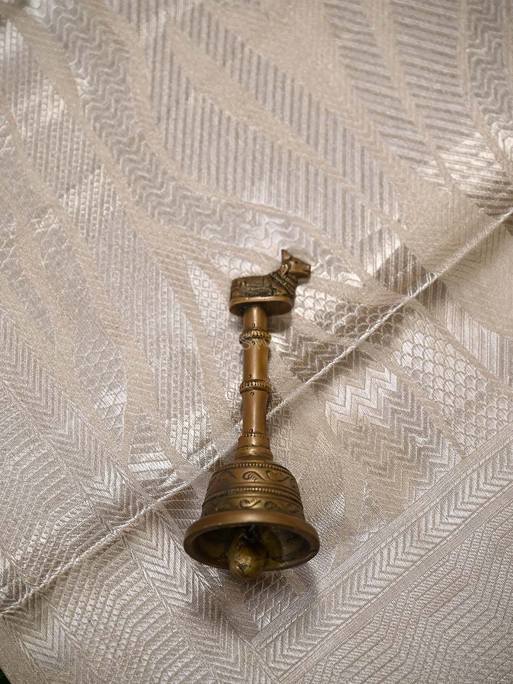 Dark Beige Tissue Brocade Handloom Banarasi Saree - Sacred Weaves