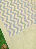 Pastel Green Purple Rangkat Khaddi Georgette Handloom Banarasi Saree - Sacred Weaves