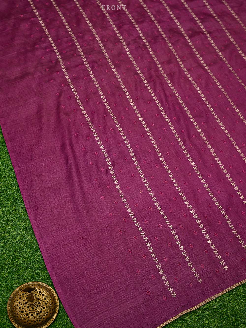 Dark Magenta Tussar Silk Handloom Banarasi Suit
