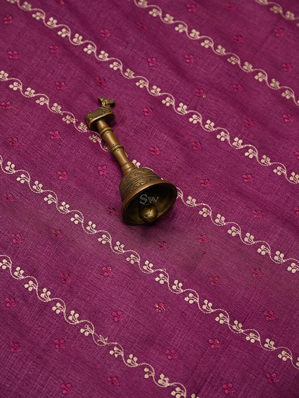 Dark Magenta Tussar Silk Handloom Banarasi Suit
