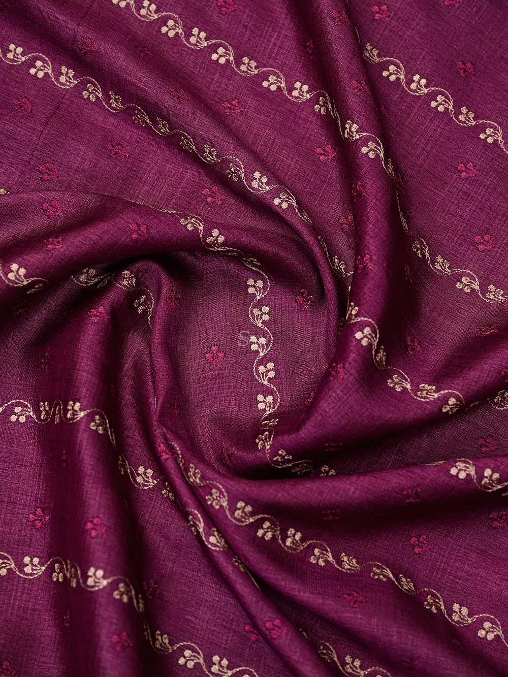 Dark Magenta Tussar Silk Handloom Banarasi Suit