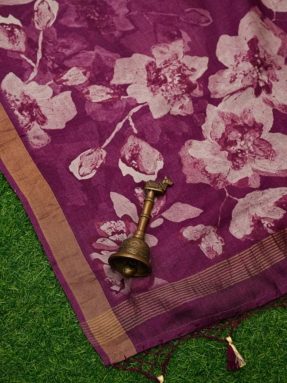 Dark Magenta Tussar Silk Handloom Banarasi Suit