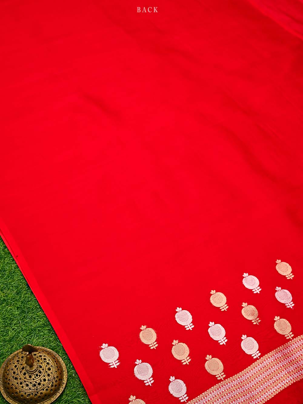 Red Booti Organza Silk Handloom Banarasi Suit - Sacred Weaves