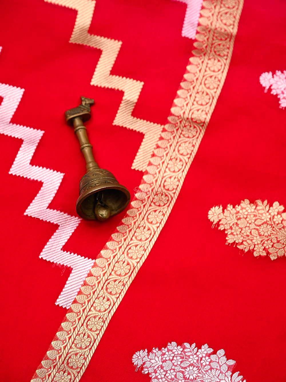 Red Booti Organza Silk Handloom Banarasi Suit - Sacred Weaves