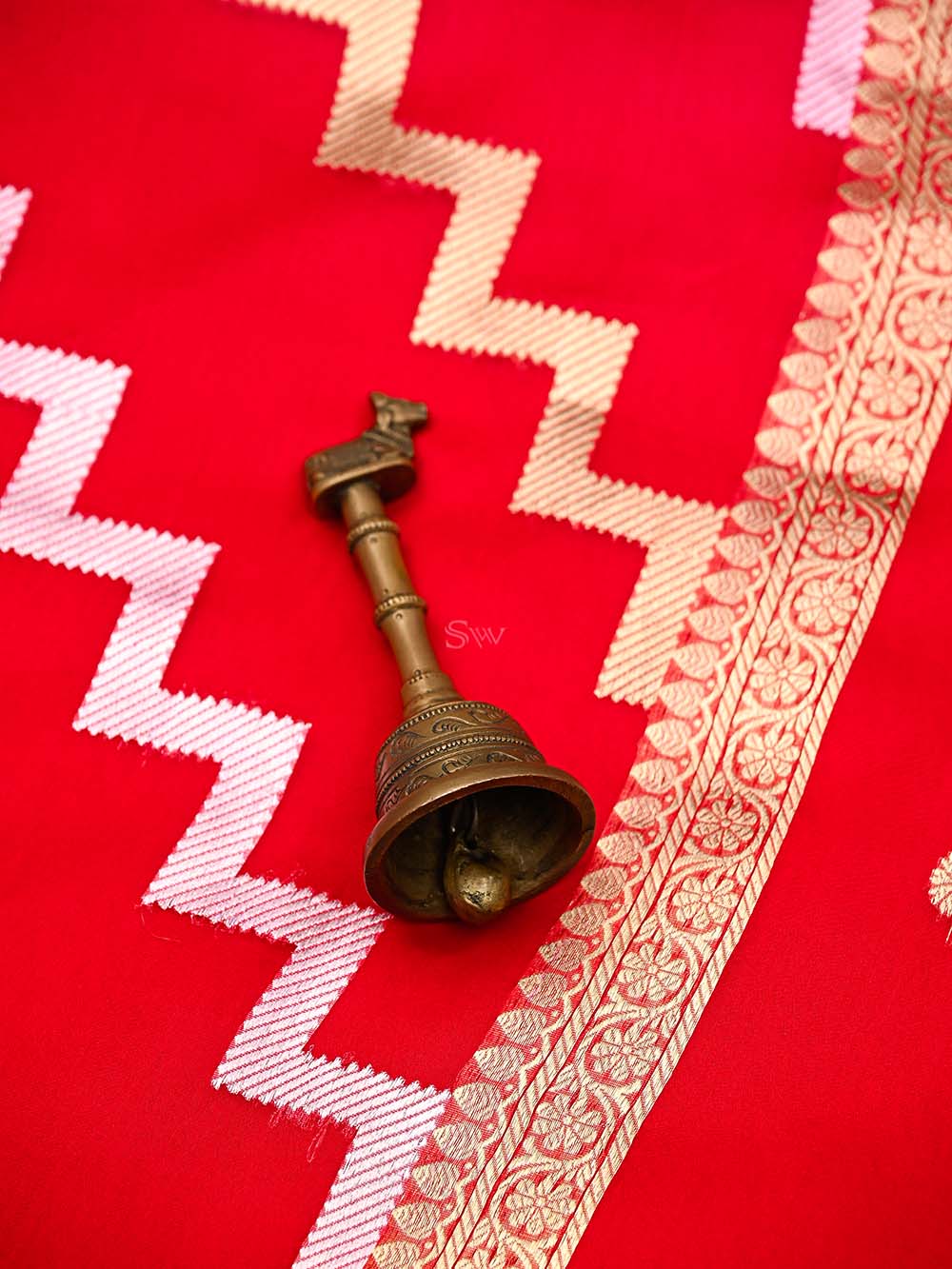 Red Booti Organza Silk Handloom Banarasi Suit - Sacred Weaves