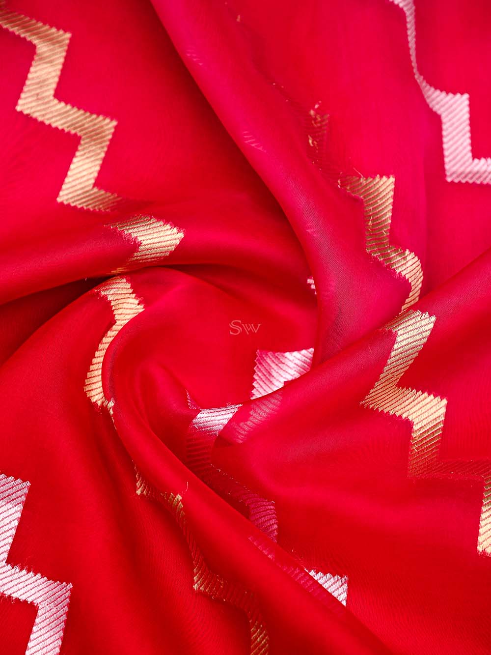 Red Booti Organza Silk Handloom Banarasi Suit - Sacred Weaves