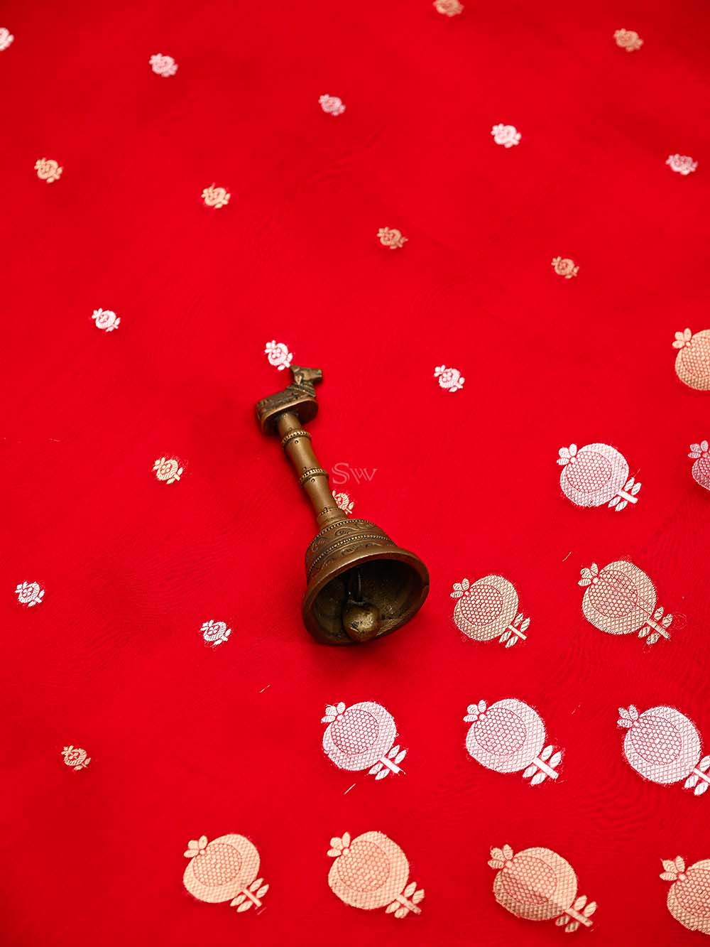 Red Booti Organza Silk Handloom Banarasi Suit - Sacred Weaves