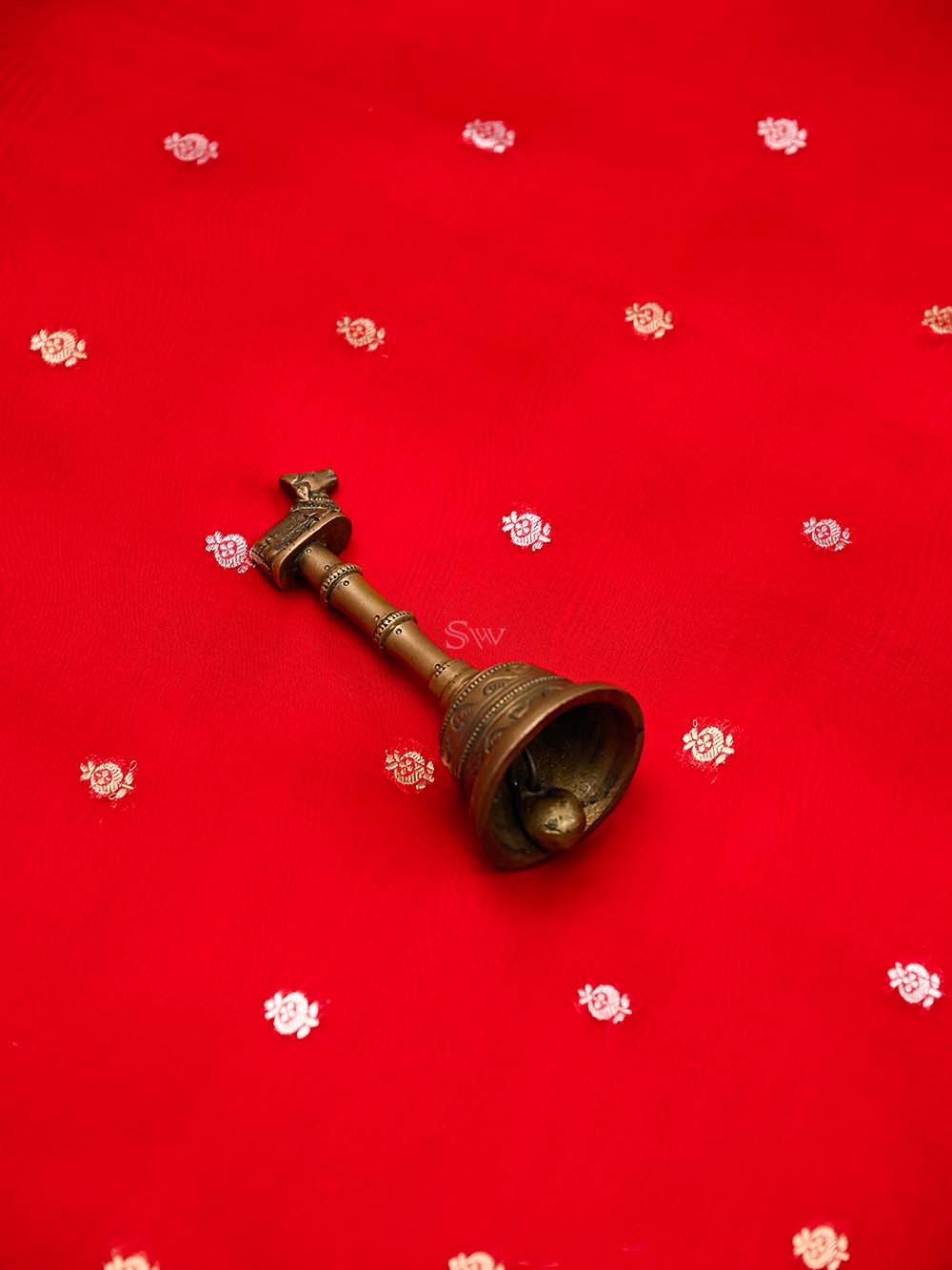 Red Booti Organza Silk Handloom Banarasi Suit - Sacred Weaves