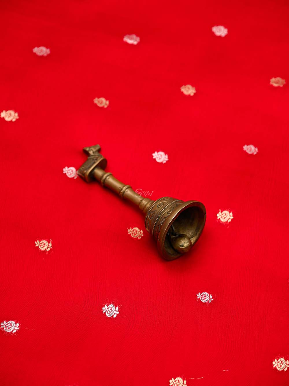 Red Booti Organza Silk Handloom Banarasi Suit - Sacred Weaves