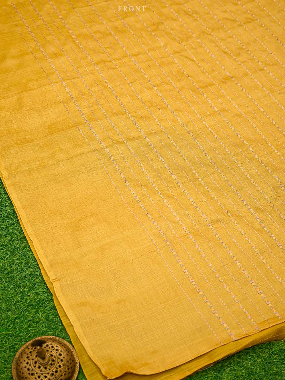 Mustard Tussar Silk Handloom Banarasi Suit