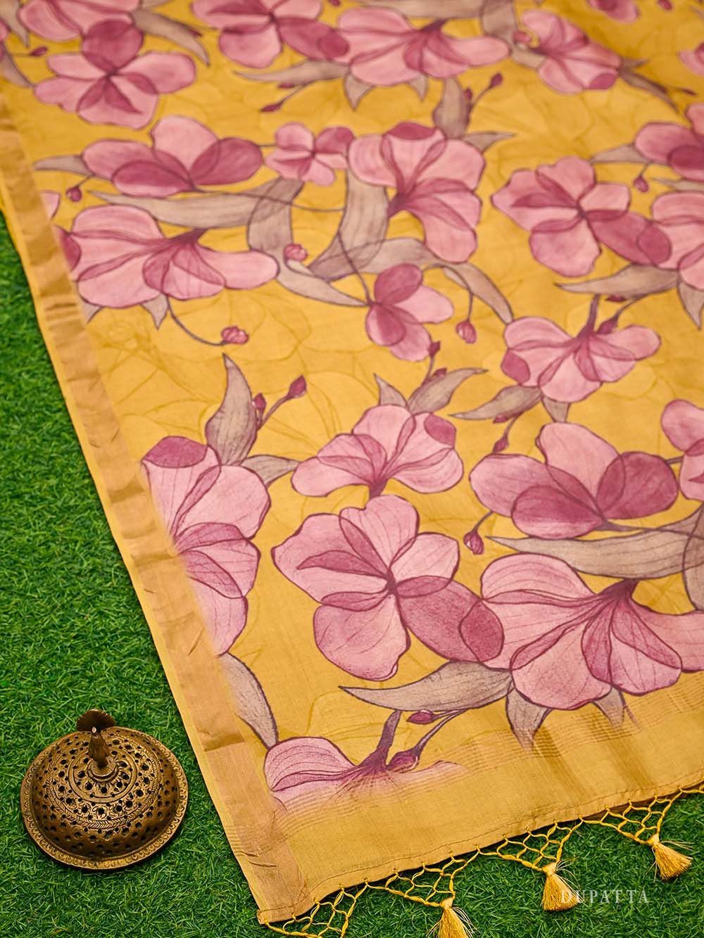 Mustard Tussar Silk Handloom Banarasi Suit