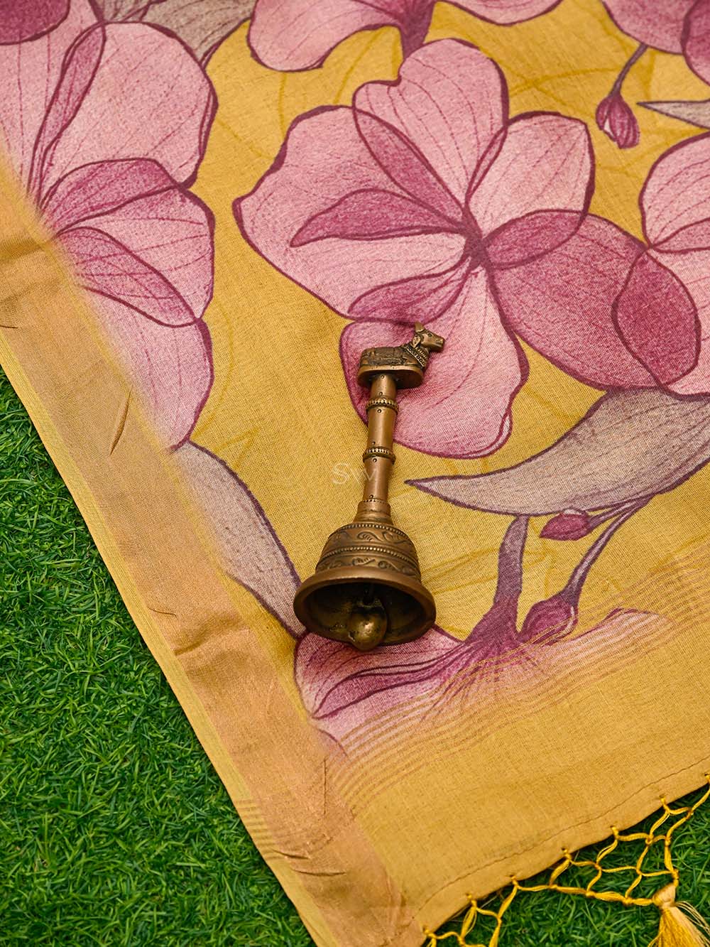 Mustard Tussar Silk Handloom Banarasi Suit