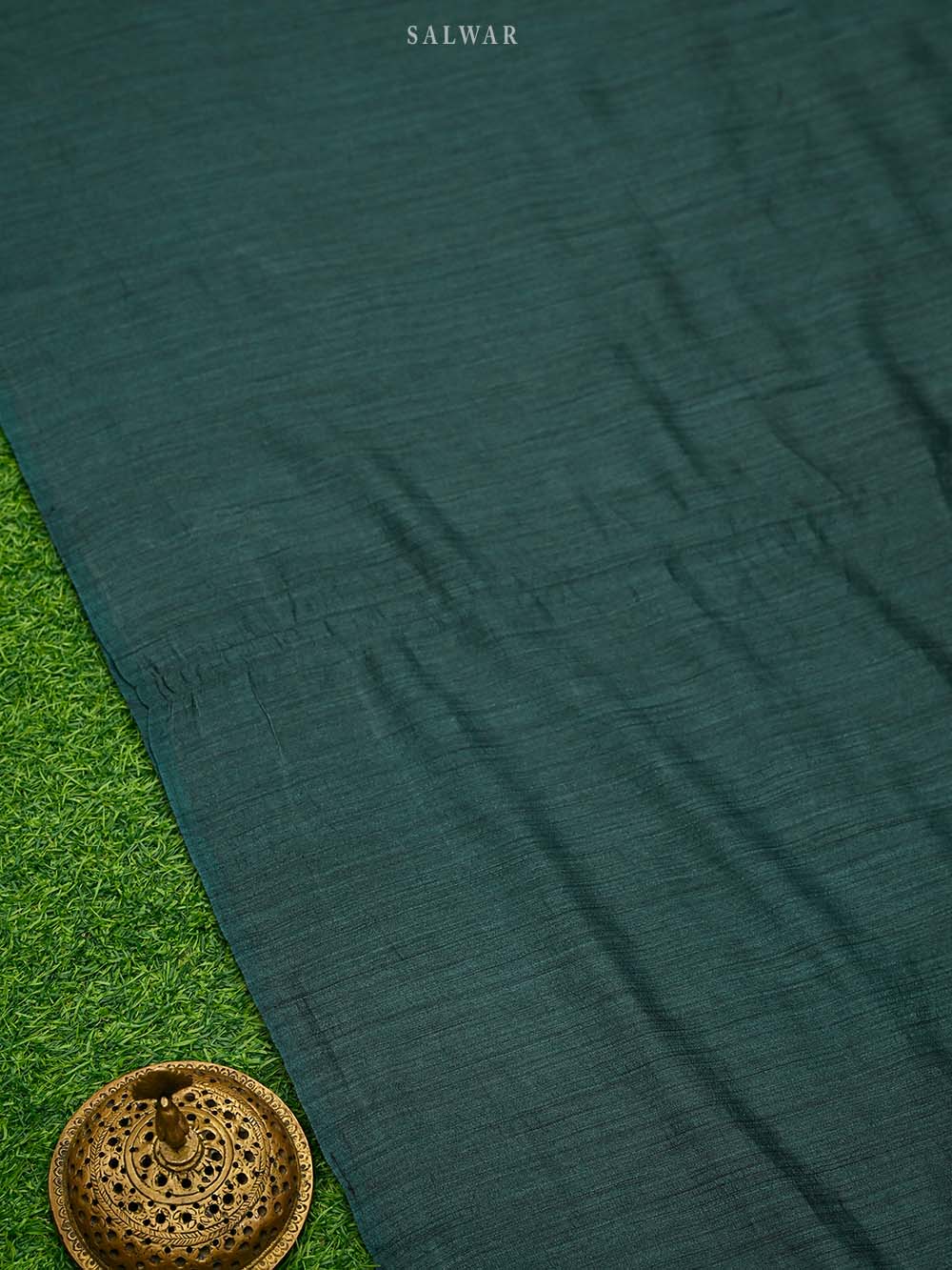 Bottle Green Tussar Silk Handloom Banarasi Suit