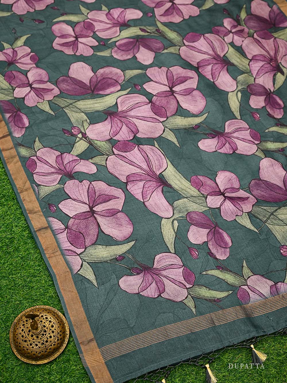 Bottle Green Tussar Silk Handloom Banarasi Suit