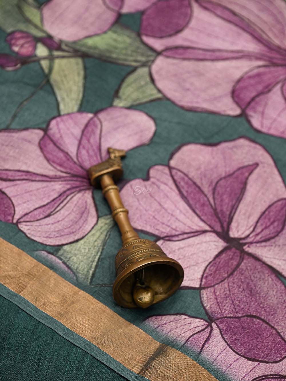 Bottle Green Tussar Silk Handloom Banarasi Suit