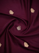 Wine Gold Zari Booti Satin Silk Handloom Banarasi Saree - Sacred Weaves