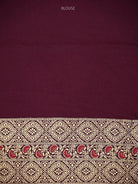 Wine Gold Zari Booti Satin Silk Handloom Banarasi Saree - Sacred Weaves