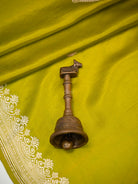 Lime Yellow Sona Roopa Boota Satin Silk Handloom Banarasi Saree - Sacred Weaves