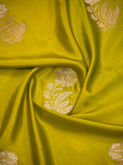 Lime Yellow Sona Roopa Boota Satin Silk Handloom Banarasi Saree - Sacred Weaves
