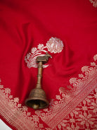 Red Sona Roopa Zari Boota Satin Silk Handloom Banarasi Saree - Sacred Weaves