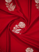 Red Sona Roopa Zari Boota Satin Silk Handloom Banarasi Saree - Sacred Weaves