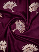 Wine Sona Roopa Zari Boota Satin Silk Handloom Banarasi Saree - Sacred Weaves