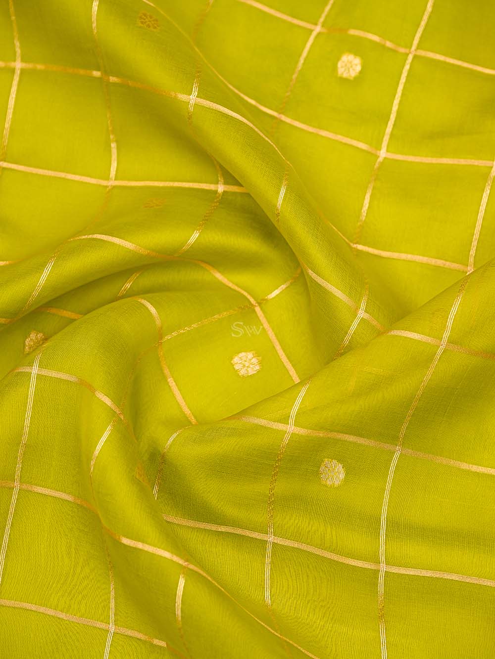 Lime Green Booti Katan Silk Handloom Banarasi Suit